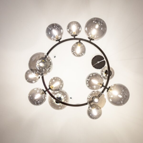 Brilagi - LED Lustr na lanku MILLA 15xG9/3W/230V černý chrom/kouřová