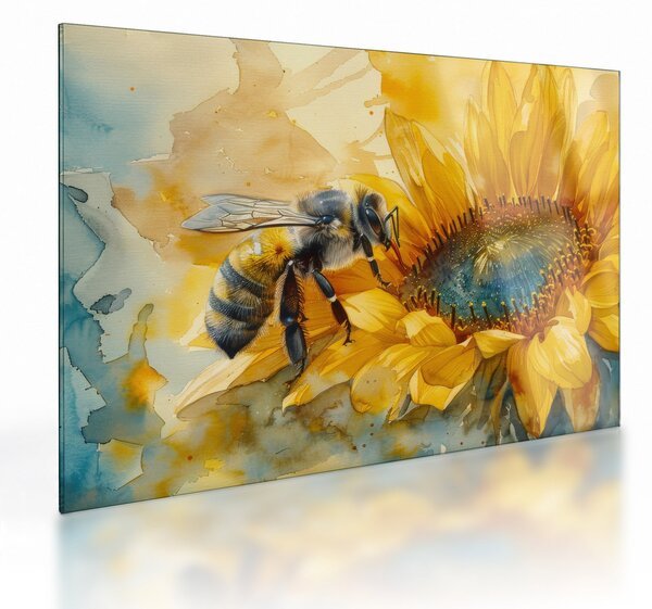 Skleněný obraz - Včelka, akvarel (70x50 cm)
