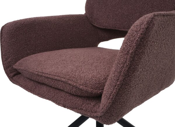 Sada 6 jídelních židlí HWC-N74, kuchyňská židle, otočná, látka bouclé (540g/m²) Oeko-Tex světle hnědá