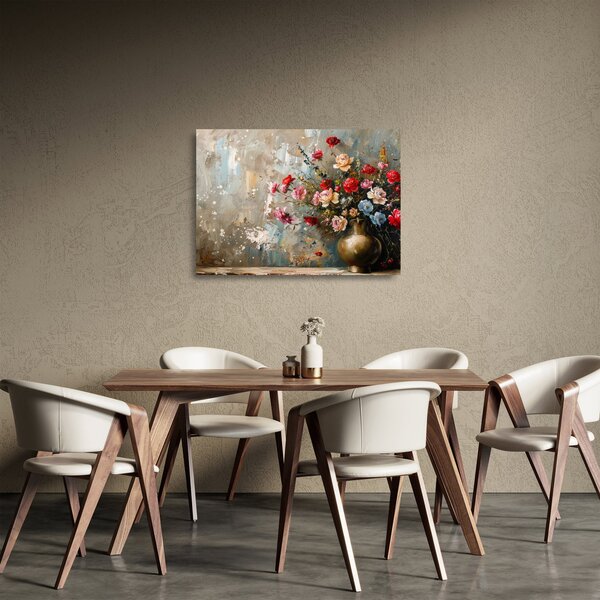 Skleněný obraz - Váza květin (70x50 cm)