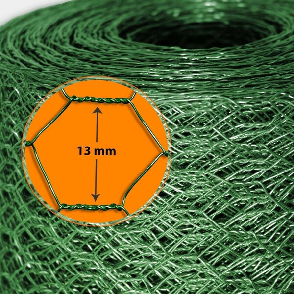 Drátěný plot Zelené opláštění Králičí drát Velikost oka: 13 mm Výška: 100 cm Délka: 10 m
