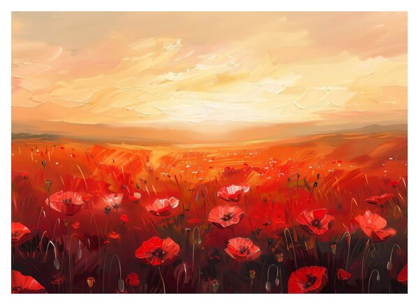 Skleněný obraz - Pole vlčích máků (70x50 cm)