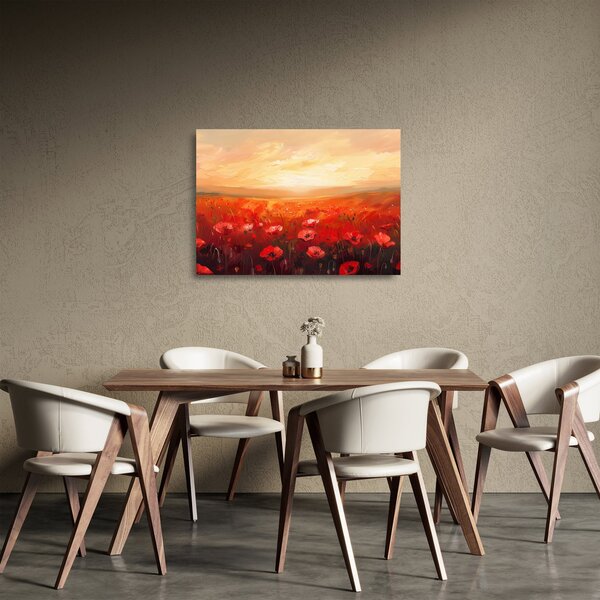 Skleněný obraz - Pole vlčích máků (70x50 cm)
