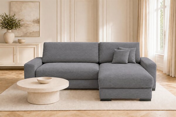 ROHOVÁ SEDAČKA, dřevo, textil, kompozitní dřevo, šedá MID.YOU - Rozkládací sedačky, Online Only
