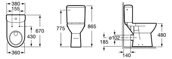 Roca Access Dostępna Łazienka wc kombi pro osoby se zdravotním postižením bílá A342236000