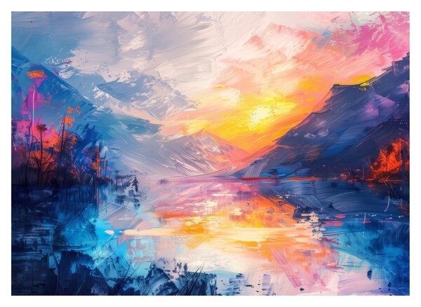 Skleněný obraz - Malba krajiny (70x50 cm)