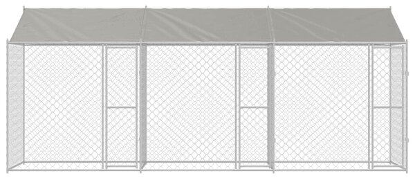 Psí klec s střechou Stříbrná 600 x 200 x 256 cm Ocel a PE 3368299