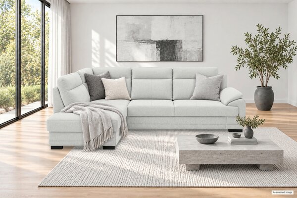 ROHOVÁ SEDAČKA, dřevo, textil, kompozitní dřevo, světle šedá MID.YOU - Sedací soupravy, Online Only