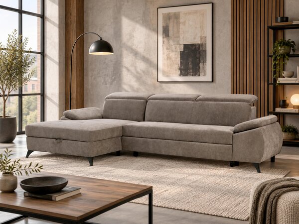 ROHOVÁ SEDAČKA, dřevo, textil, kompozitní dřevo, hnědá MID.YOU - Sedací soupravy, Online Only