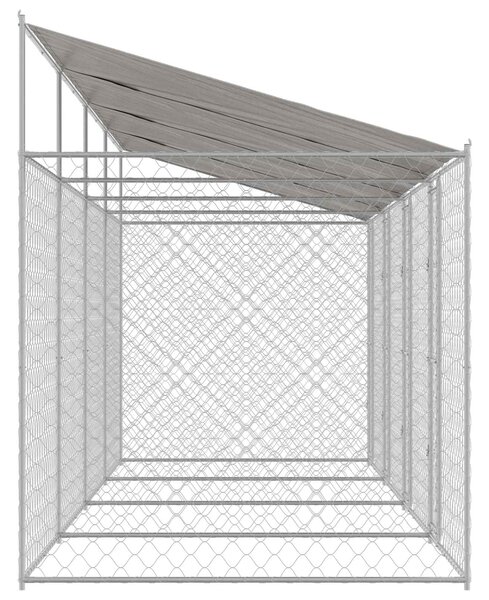 Psí klec s střechou Stříbrná 800 x 200 x 256 cm Ocel a PE 3368300