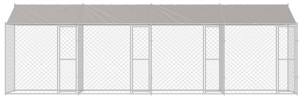 Psí klec s střechou Stříbrná 800 x 200 x 256 cm Ocel a PE 3368300