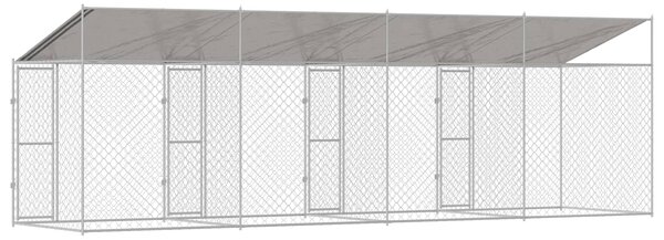 Psí klec s střechou Stříbrná 800 x 200 x 256 cm Ocel a PE 3368300