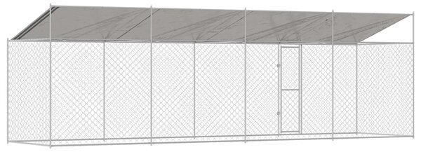 Psí klec s střechou Stříbrná 800 x 200 x 256 cm Ocel a PE 3368303
