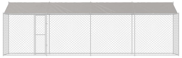 Psí klec s střechou Stříbrná 800 x 200 x 256 cm Ocel a PE 3368303