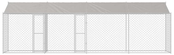 Psí klec s střechou Stříbrná 800 x 200 x 256 cm Ocel a PE 3368305