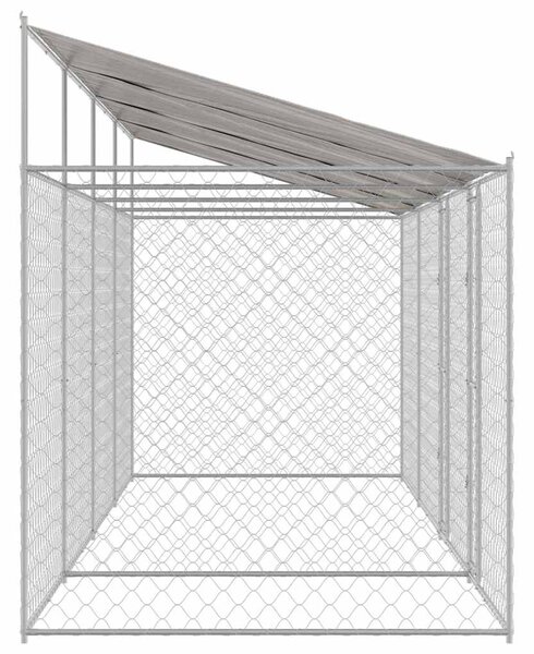 Psí klec s střechou Stříbrná 800 x 200 x 256 cm Ocel a PE 3368305