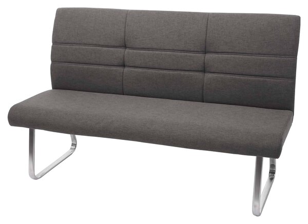 Sada 4x jídelní židle+lavice HWC-G55, lavice kuchyňská židle+opěrka, látka/textil nerezová ocel šedohnědá lavice 160cm