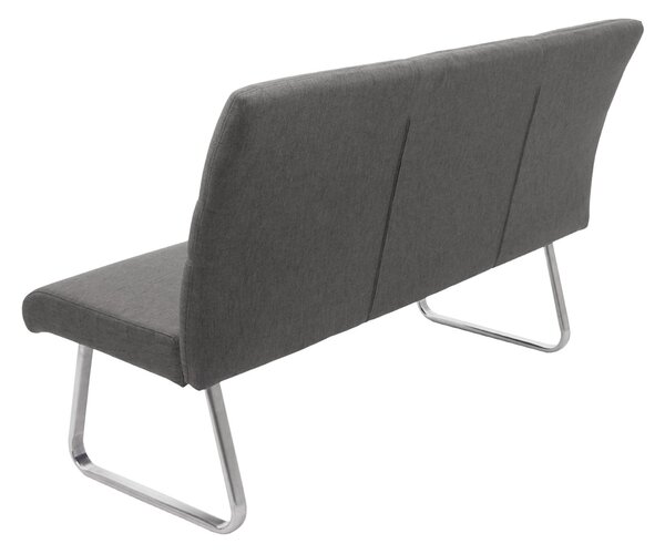 Sada 4x jídelní židle+lavice HWC-G55, lavice kuchyňská židle+opěrka, látka/textil nerezová ocel šedohnědá lavice 160cm