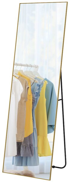 HOMCOM Velké obdélníkové zrcadlo ve full-length provedení, 50 x 160 cm - stojací, na stěnu nebo opřené o zeď - do ložnice, obývacího pokoje a šatny, z
