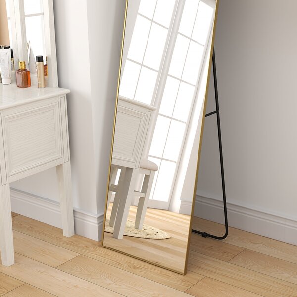 HOMCOM Velké obdélníkové zrcadlo ve full-length provedení, 50 x 160 cm - stojací, na stěnu nebo opřené o zeď - do ložnice, obývacího pokoje a šatny, z