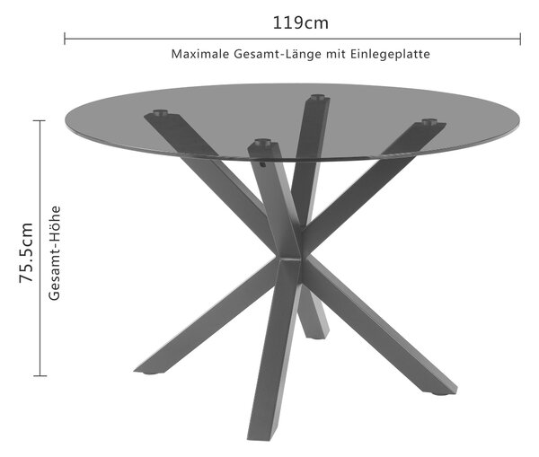 JÍDELNÍ STŮL, šedá, černá, 119/75,5 cm P & B - Jídelní stoly, Online Only