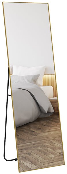 HOMCOM Velké obdélníkové zrcadlo ve full-length provedení, 50 x 160 cm - stojací, na stěnu nebo opřené o zeď - do ložnice, obývacího pokoje a šatny, z