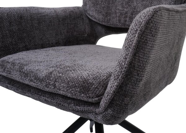 Sada 2 jídelních židlí HWC-N74, kuchyňská židle, otočná s automatickým návratem, žinylková tkanina (490 g/m²) Oeko-Tex tmavě šedá