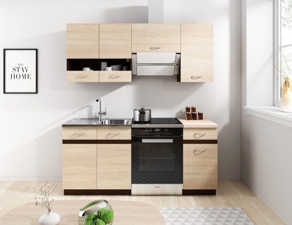 Kuchyňská linka VALERIA 180 cm dub sonoma/hnědá