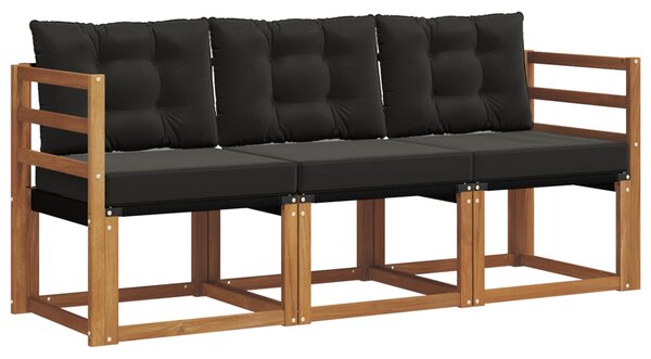 Venkovní pohovková souprava 3 ks Přirozená a černá 3368343