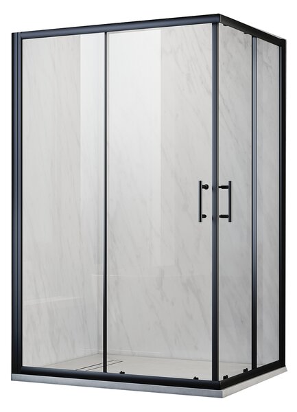 SONNI Sprchový kout rohový posuvné dveře 70x120x195cm Sprchový kout rohový vstupní dvojité dveře ESG skleněná sprcha černá