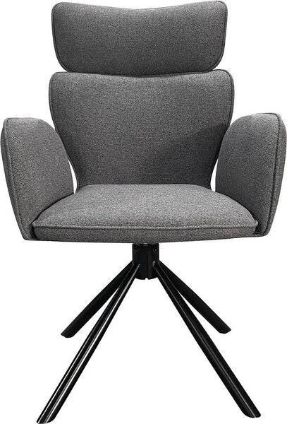Jídelní židle byLIVING, set 2 kusů, model SEATTLE / potah: tkanina, barva: antracitová / konstrukce: kov, matná černá / otočná sedací část o 360° / rozměry: šířka 65 cm, výška 93 cm, hloubka 65 cm