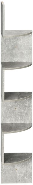 HOMCOM Stěnná rohová polička v zigzag designu 20Š x 20H x 126V cm, 5 úrovní, dřevo, šedá | Aosom