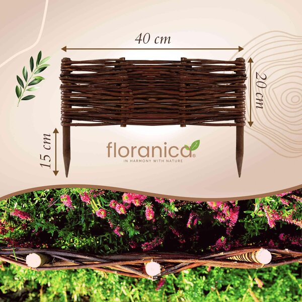 Floranica 1 kus Vrbový plot 20 cm x 40 cm – Zahradní plot z vrbového proutí Palisáda Přírodní oplocení Ohraničení záhonu