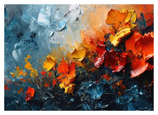 Skleněný obraz - Abstraktní malba květin III. (70x50 cm)