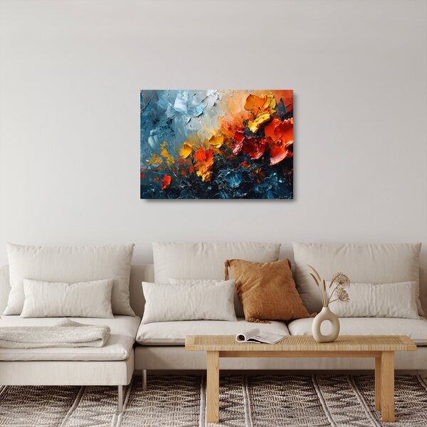 Skleněný obraz - Abstraktní malba květin III. (70x50 cm)