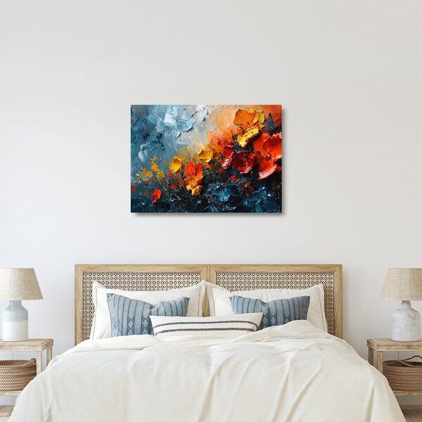 Skleněný obraz - Abstraktní malba květin III. (70x50 cm)