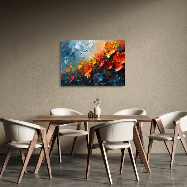 Skleněný obraz - Abstraktní malba květin III. (70x50 cm)
