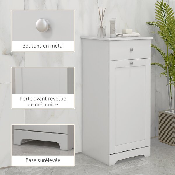 HOMCOM Koupelnová skříňka s skládacím košem na prádlo, úložná skříňka se šuplíkem - 40D x 40Š x 90,5V cm - Bílá | Aosom