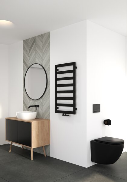 Oltens Benk koupelnový radiátor žebříkový 91x50 cm černá mat 55004300