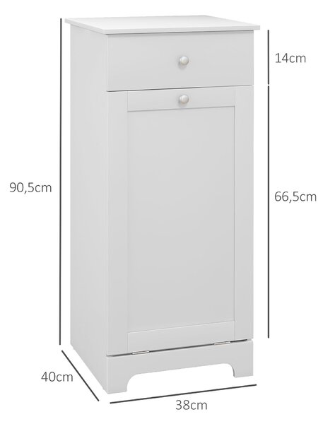 HOMCOM Koupelnová skříňka s skládacím košem na prádlo, úložná skříňka se šuplíkem - 40D x 40Š x 90,5V cm - Bílá | Aosom