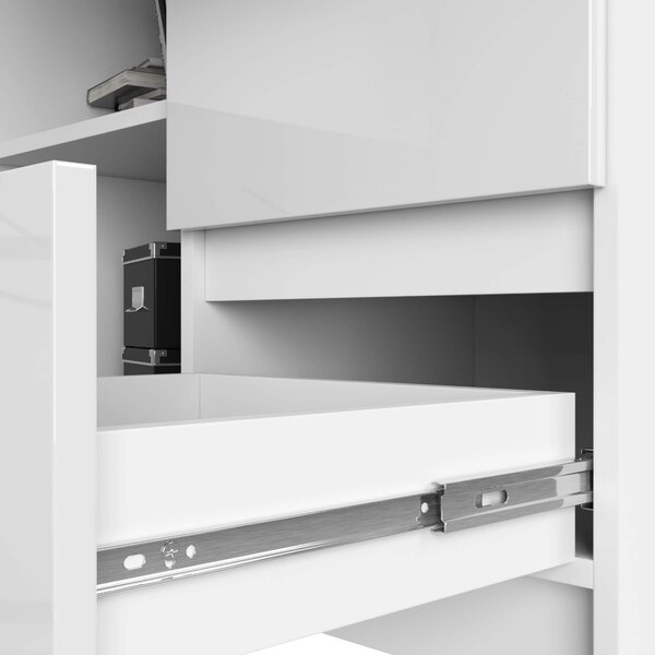 Ak furniture Rohový psací stůl B16 124 cm bílý/bílý lesk pravý