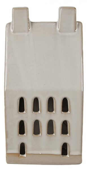 Béžový porcelánový dekorační domeček s deseti malými okny Talen M – 15 cm