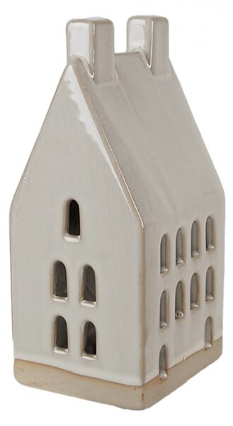 Béžový porcelánový dekorační domeček s deseti malými okny Talen M – 15 cm