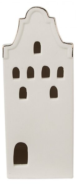 Béžový porcelánový dekorační domeček se sedmi malými okny M – 16 cm