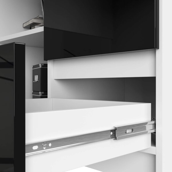 Ak furniture Rohový psací stůl B16 124 cm bílý/černý lesk pravý