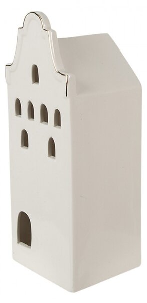 Béžový porcelánový dekorační domeček se sedmi malými okny M – 16 cm