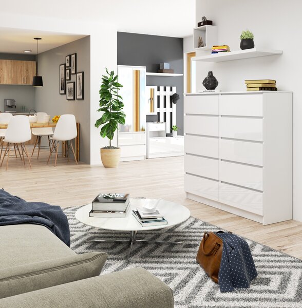 Ak furniture Komoda Kuba 120 cm bílá lesklá
