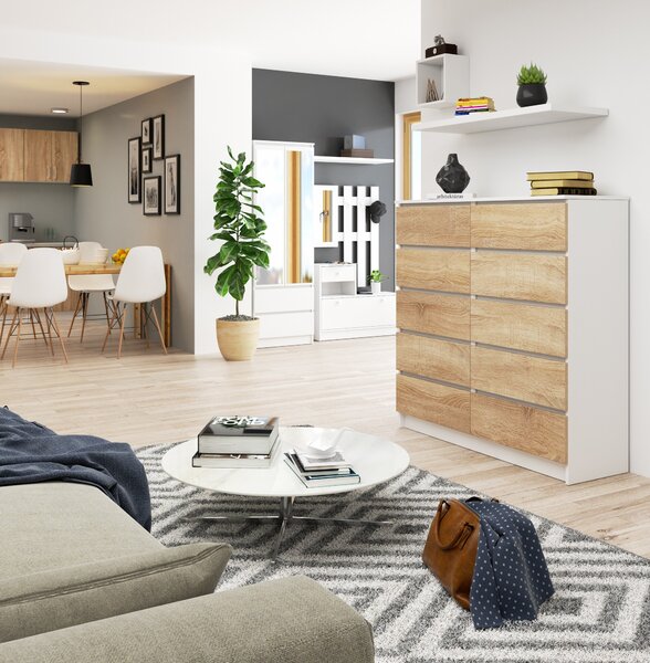 Ak furniture Komoda Kuba 120 cm bílá/dub sonoma