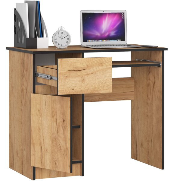 Ak furniture Psací stůl PIKSEL 90 cm dub craft zlatý levý