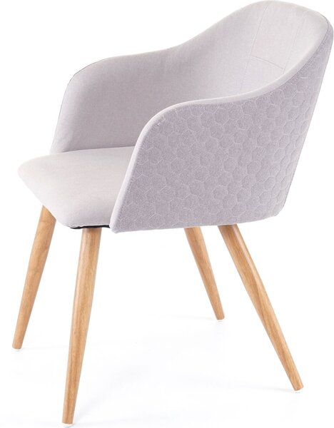 Jídelní židle HWC-D71, židle kuchyňská židle, retro design, područky látka/textil světle šedá-šedá